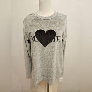 Rodarte Gray Heart Velvet Sweatshirt